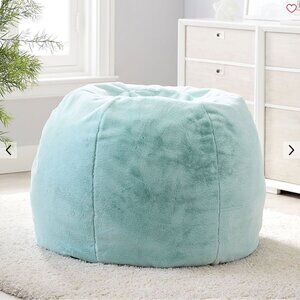 Pottery Barn Teen - Large Aqua Blue Faux Fur Bean Bag Chair Slipcover only